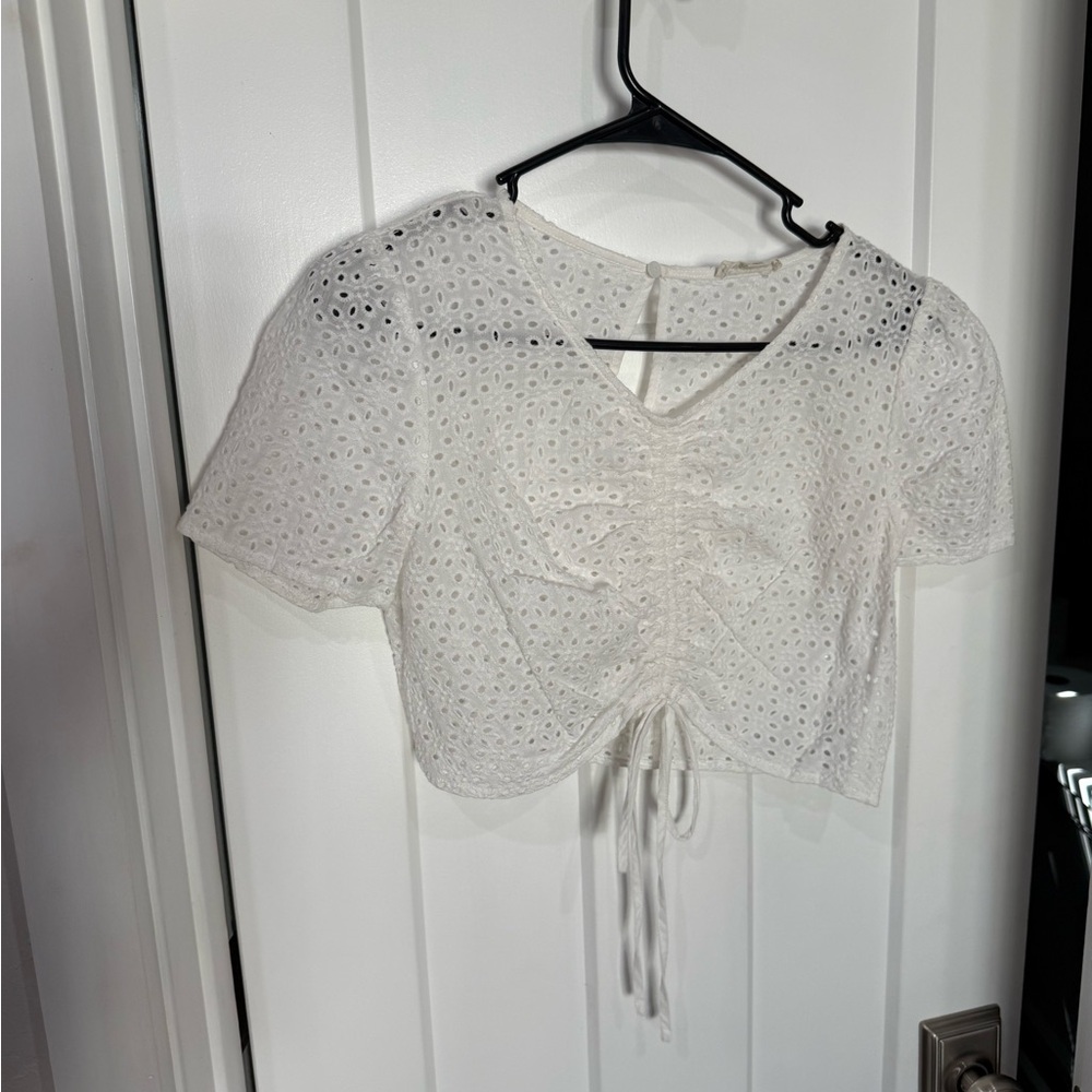 Elegant White Eyelet Blouse